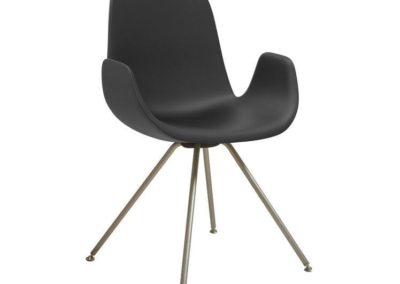 Contemporary chair / with armrests / upholstered / sled base